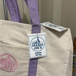 Trader Joe’S I Tote I Canvas I Large I Pastel Purple